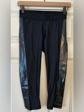 The Upside Black High Shine Leggings Size 6 Faux Leather Panel Athleisure  Pants